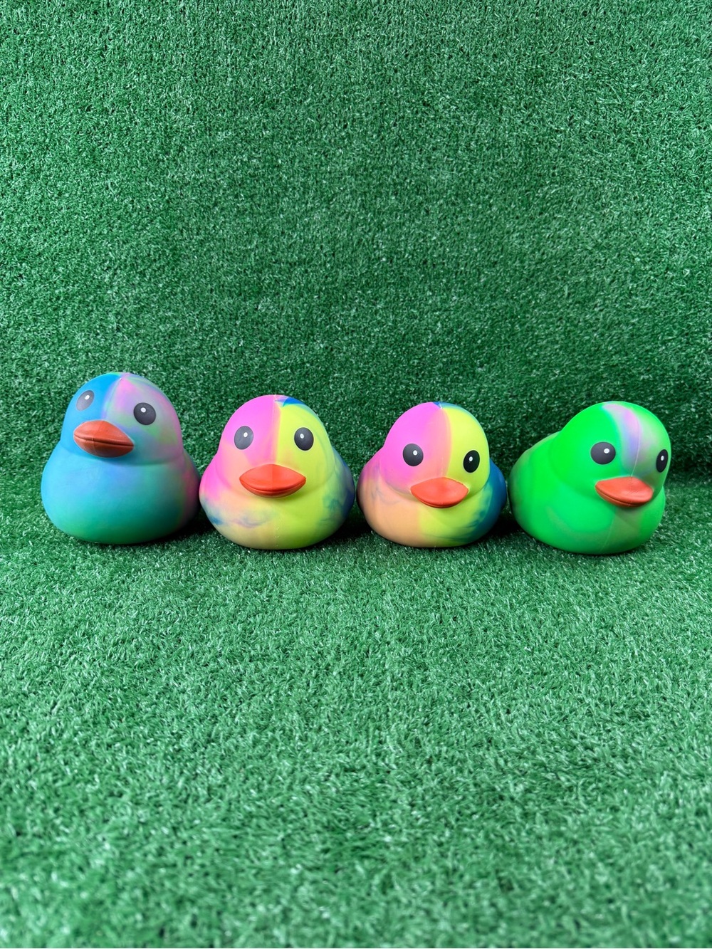 Tie-dye Squeeezy Duck Toys Bundle of 4